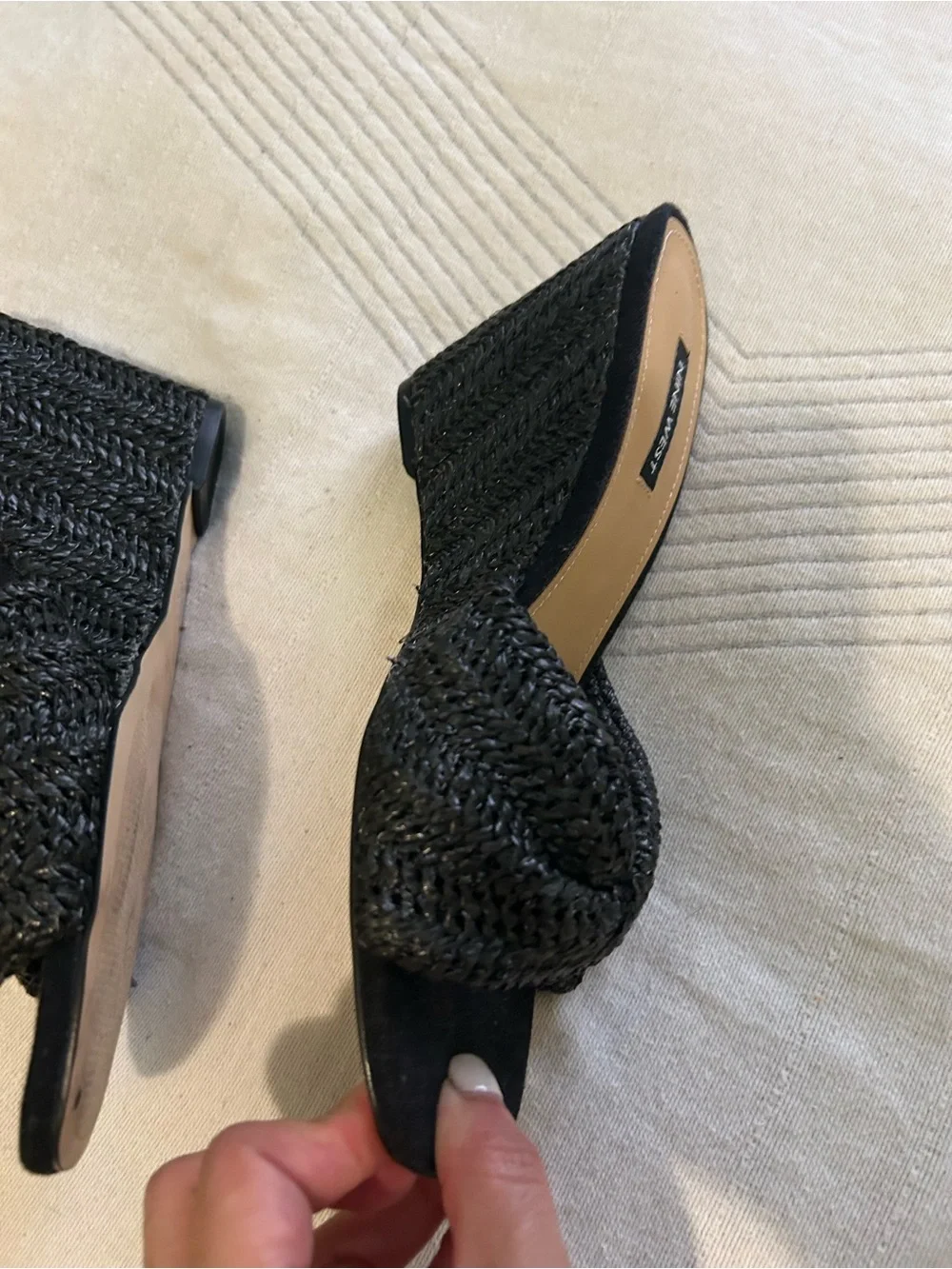 Nine West Raffia Nikhil Twist Wedge Sandals